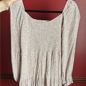 Elegant Beige Long Sleeve Dress